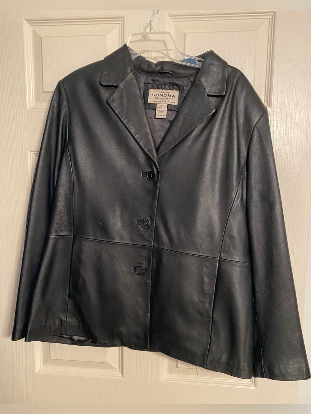 Sonoma Black Women's Leather Button-Front Blazer
